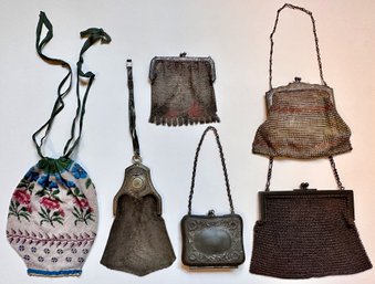 6 Antique & Vintage Mesh & Beaded Bags Purses B Y Whiting & Davis & Others