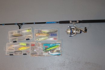 Spinning Rod And 3 Boxes Of Tackle