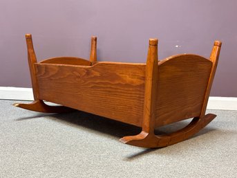 Vintage 1970s Handcrafted Wooden Cradle