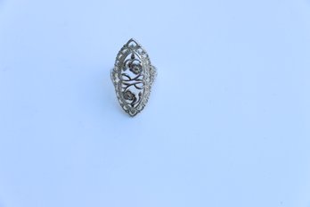 Sterling Silver Filigree Floral Ring Size 10.5