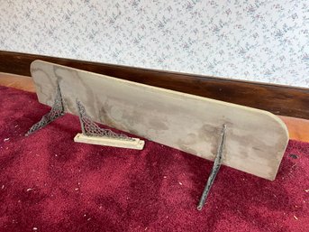 Antique Wood Shelf With 3 Antique Cast Iron Brackets