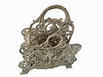 Antique Filigree Solid Brass Letter Stand