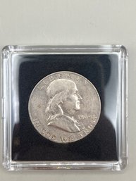 Beautiful 1960-D Benjamin Franklin Silver Half Dollar In Plastic Case