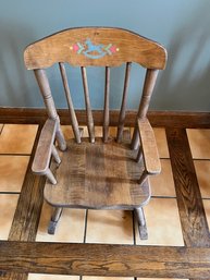 Antique Wooden Childs Rocking Chair Stenciled