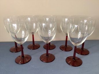 Red Stemmed Wine Glasses