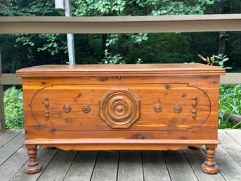 A Beautiful Antique Caswell Runyan Footed Cedar Chest