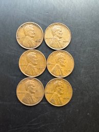 6 Wheat Pennies 1930, 1934, 1935, 1936, 1937, 1939