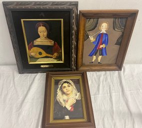 Three Framed Pieces Of Art In Various Media