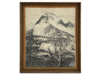 An Original Sketch, Mountain Scene, Dated 1940, By Victor P. Trent