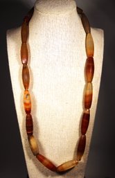 Fine Antique Elongated Agate Beaded Necklace GREAT Colors
