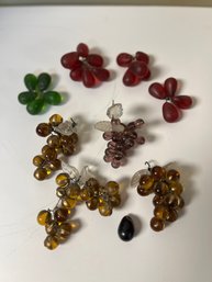 Fruit Clusters For Lamp Hanging,  Glass Grapes Lot, Amber, Ruby, Berry Shped