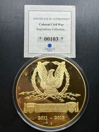 American Mint Colossal Civil Wart General P.G.T Beauregard Layered In 24k Gold