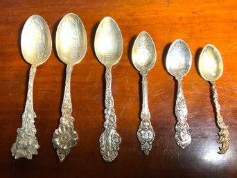 Assortment Of Sterling Souvenir Spoons, 6 Pcs.