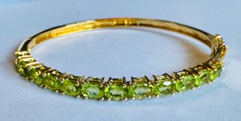 STUNNING GOLD OVER STERLING SILVER PERIDOT BANGLE BRACELET