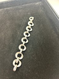 Sterling Textured Circle Link Bracelet