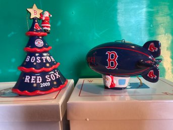 Boston Red Sox MLB Ornaments - Blimp And Christmas Tree