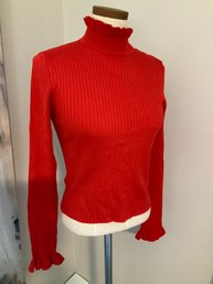 Red Ruffled Neck Sweater