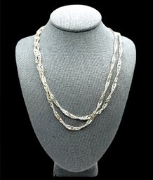 Beautiful Long Italian Sterling Silver Shiny Twisted Necklace