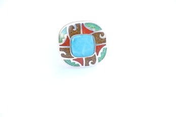 Carolyn Pollack Relios Sterling Silver Turquoise Ring Size 8