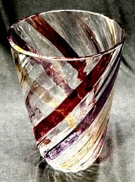Vintage Bohemian Swirl 1960s Art Glass Vase By Max Kanegiesser