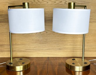 A Pair Of Modern Table Or Desk Lamps With Outlets AND USB Port