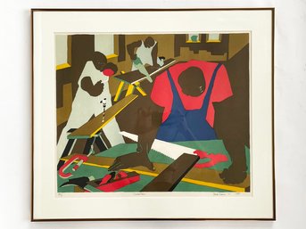 A Vintage Artists Proof Lithograph, 'Carpenters,' 1977 By Jacob Lawrence (American, 1917-2000)