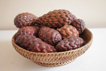 Vintage Mid Century Decor Basket With Large Seeds
