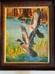 H. L. Warren 1939 Oil Painting / Ducks Alighting