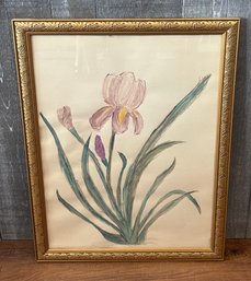 Framed Watercolor Lily Painting