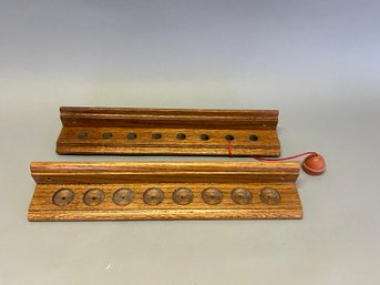Oak Wall Mount Pool Cue Holder For 8 Cues