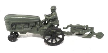 Cast Iron Green Tractor With Pull