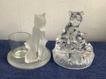 Glass Sculpted Animals And Candle Holder
