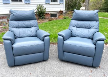 A Pair Of Luxury Leather Recliners By White Feathers International