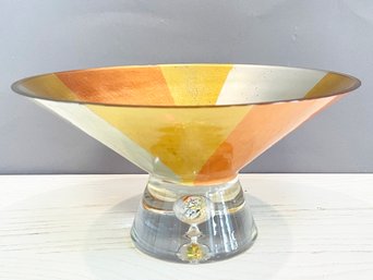 A Vintage Hand Blown Glass Fruit Bowl