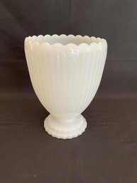 Napco Milk Glass Footed Vase 1188 - 7.5'H  Escalloped Rim  Cleveland, Ohio