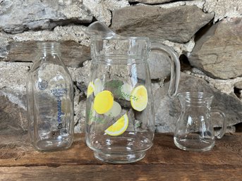 Lemonade Pitcher, Milk Bottle & Creamer