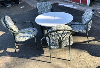 Vintage Outdoor Table & 4 Green Chairs