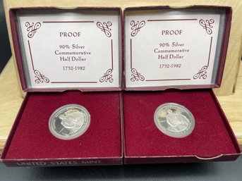 Pair Of  U.S 1982 Proof Commemorative Silver  Half Dollars.