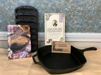 LODGE Cast Iron Skillet And Cast Iron Corn Muffin Pan