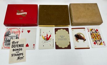 3 Vintage Double Decks Of Playing Cards In Original Boxes