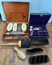 Vintage Nail Kit, Shaving Kit & Brushes