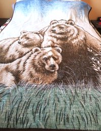 Biederlack Bear With Cubs Reversible Blanket