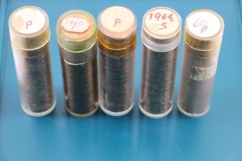 5 Rolls Of Uncirculated Pennies 1960 X 2 1962 1963 1968