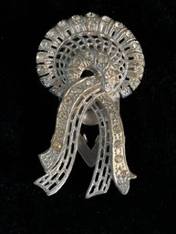 Art Deco Little Nemo Marked  LN/25 Clear Rhinestone Dress Clip 2.5' Clip Works Well