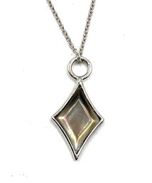 Sterling Silver Mother Of Pearl Diamond Shaped Pendant Necklace