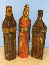 3 Piece Wooden Carved Figurines