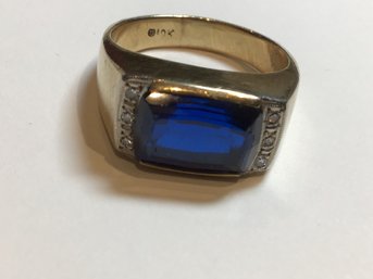 Men's Blue Topaz Diamond 10k Gold Size 9