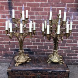 (1 Of 2) One Spectacular Vintage Solid Brass Candelabra - Client Paid $5,750 For Them - THEY ARE INCREDIBLE !