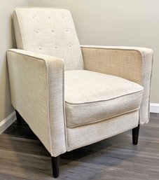A Modern Reclining Arm Chair In Crisp Linen