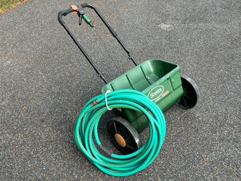 25 Foot Garden Hose And  Large Scotts Fertilizers Spreader